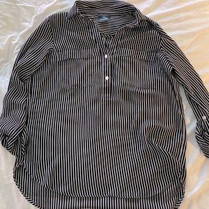 Ann Taylor Factory Striped Black Button Down